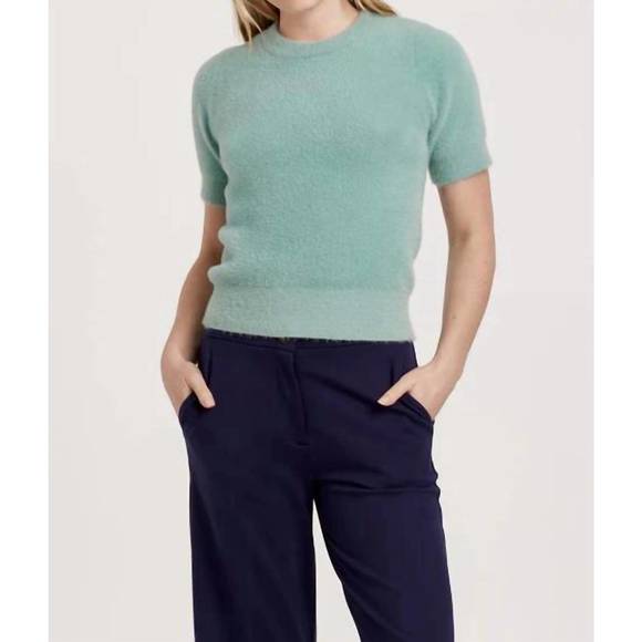 ANOTHER LOVE Sweaters - NEW ANOTHER LOVE suzie fuzzy short sleeve sweater top in herbal blue